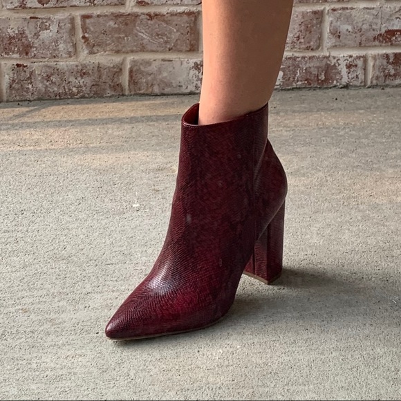JustFab Red/Burgundy Snake Print Booties - Picture 3 of 4